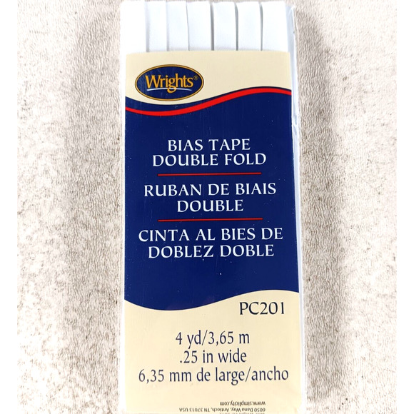 Wrights Bias Tape Double Fold 4 yd .25 in wide PC201 White - Picture 1 of 3